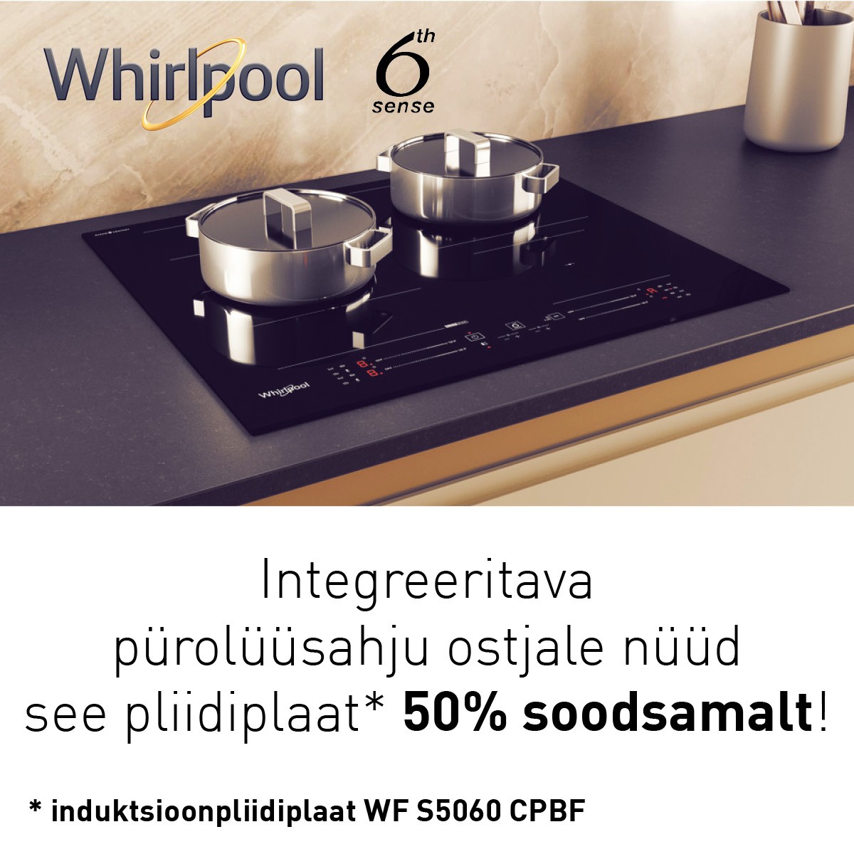 Osta Whirlpool integreeritav pürolüüspuhastusega ahi, saad WF S5060 CPBF induktsioonplaadi -50%